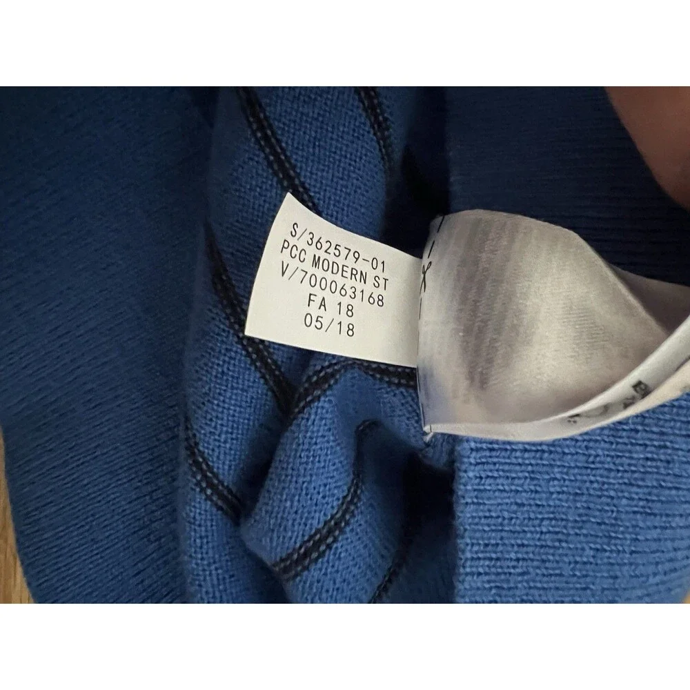 Banana Republic Sweater Large Striped Pima Cotton Cashmere Crewneck Royal Blue